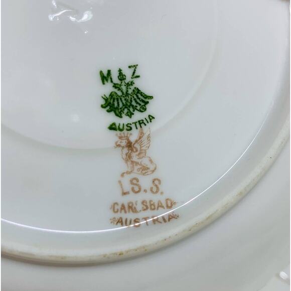 Vintage Carlsbad Austria porcelain demitasse tea cup & saucer sets (2) pink rose - Picture 8 of 15